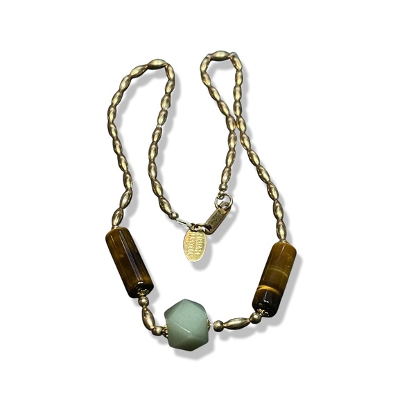 MIRIAM HASKELL rare 12kt Gold Filled Tigers Eye and Chalcedony Choker/Necklace - Picture 5 of 15